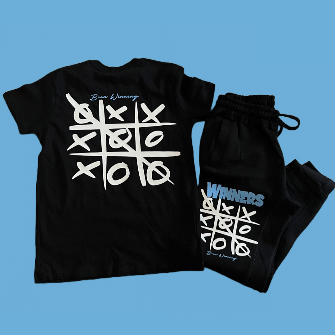 Kids Blk & UNC blue “Been Winning” Set