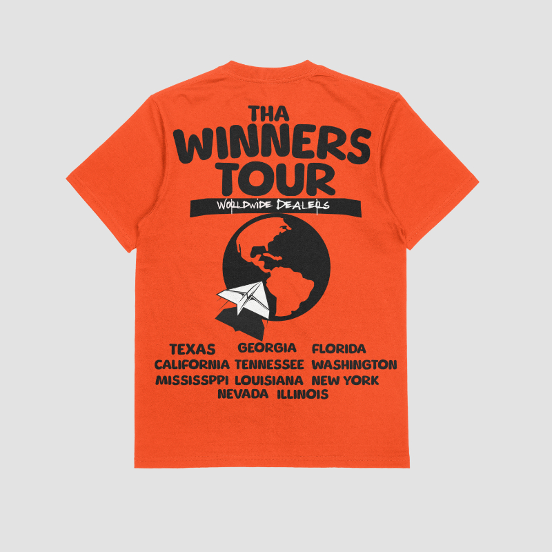 Orange & blk “Winners Tour” Tshirt