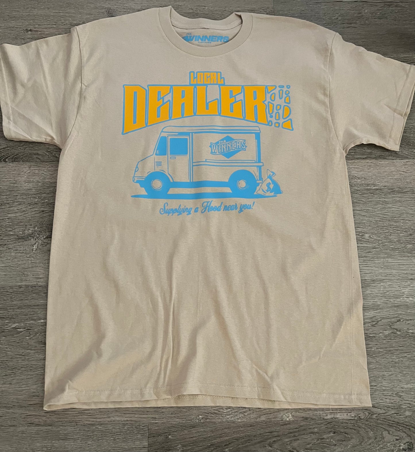 Tan/U.Blue/Gold Yellow “Local dealers” Tshirt