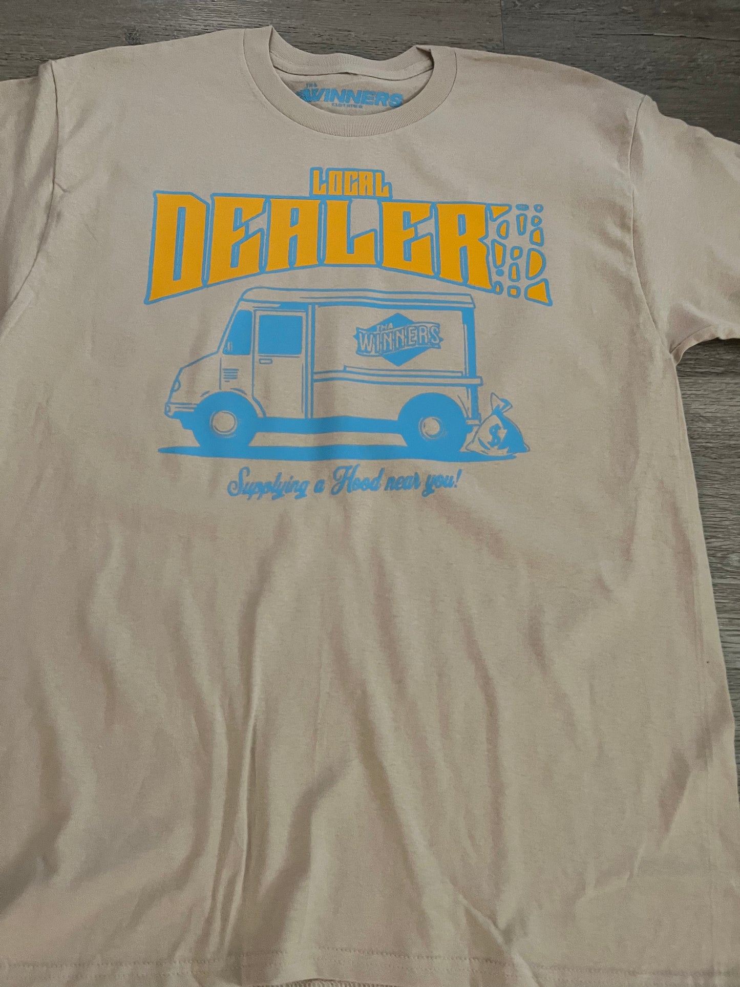 Tan/U.Blue/Gold Yellow “Local dealers” Tshirt