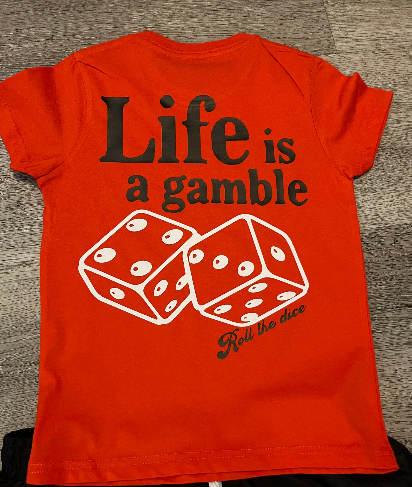 Orange & Blk/white “Life is a gamble” Kids T-Shirt