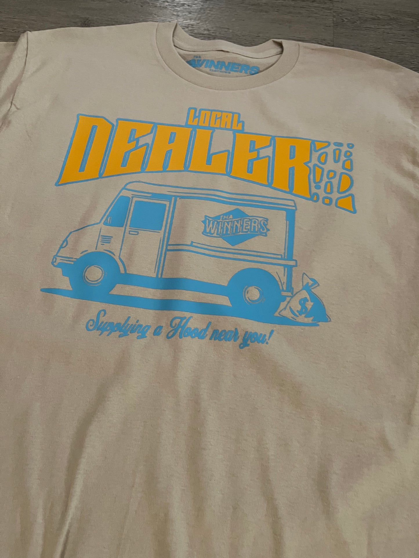 Tan/U.Blue/Gold Yellow “Local dealers” Tshirt