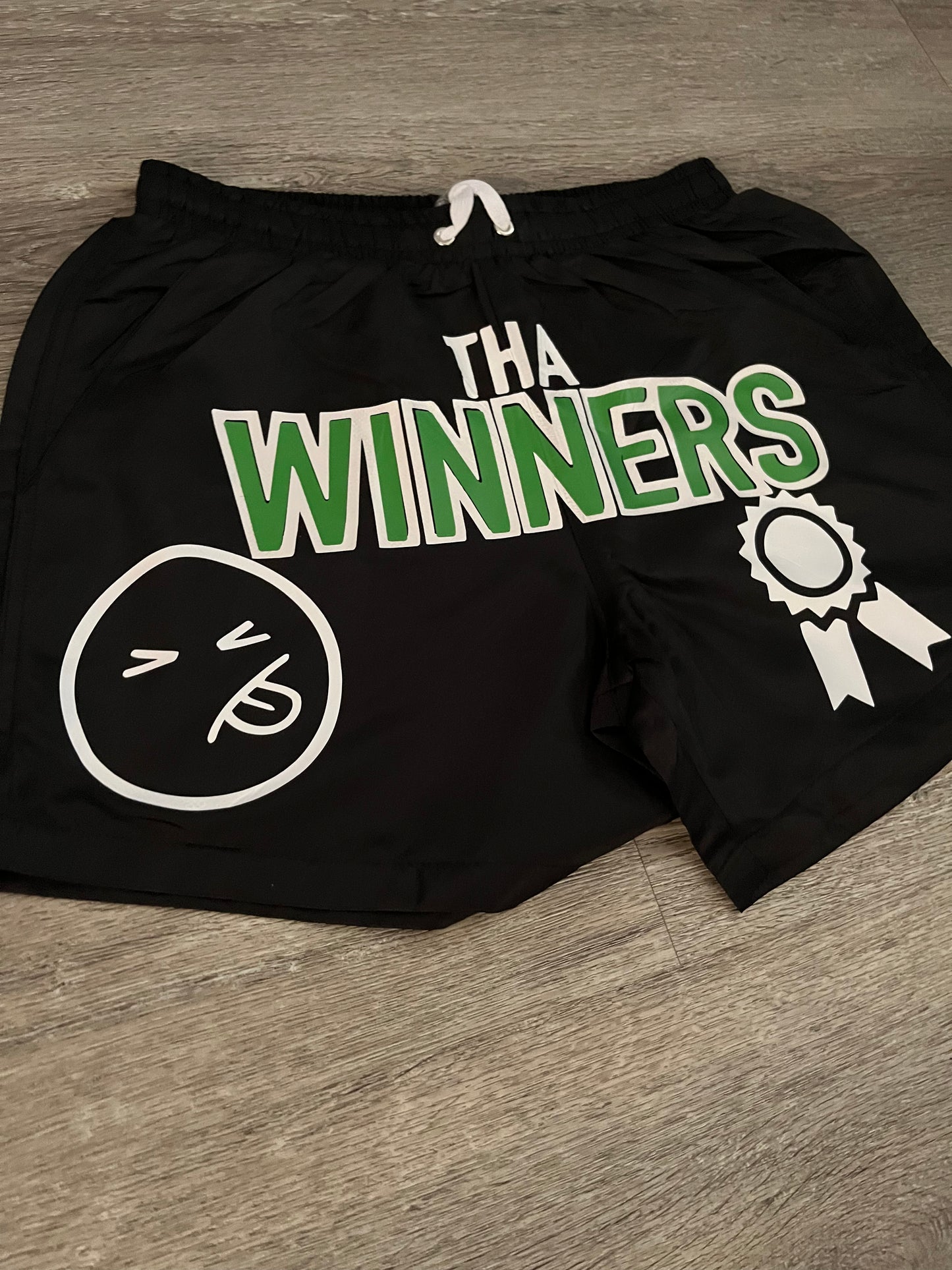 Blk & Green/white “Born Winners” Shorts