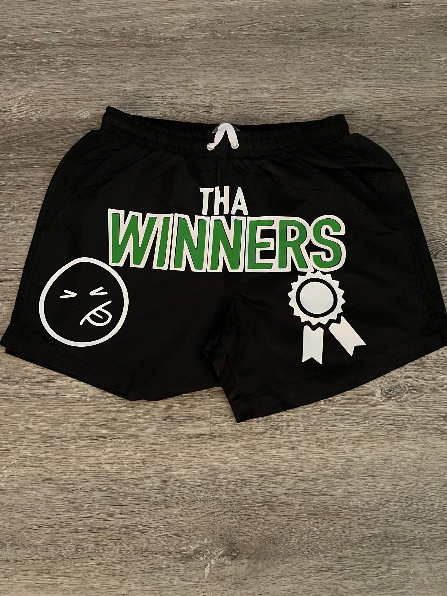 Blk & Green/white “Born Winners” Shorts