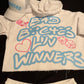 White/Sky Blue & Pink “BBLW” Crop Tops hoodie