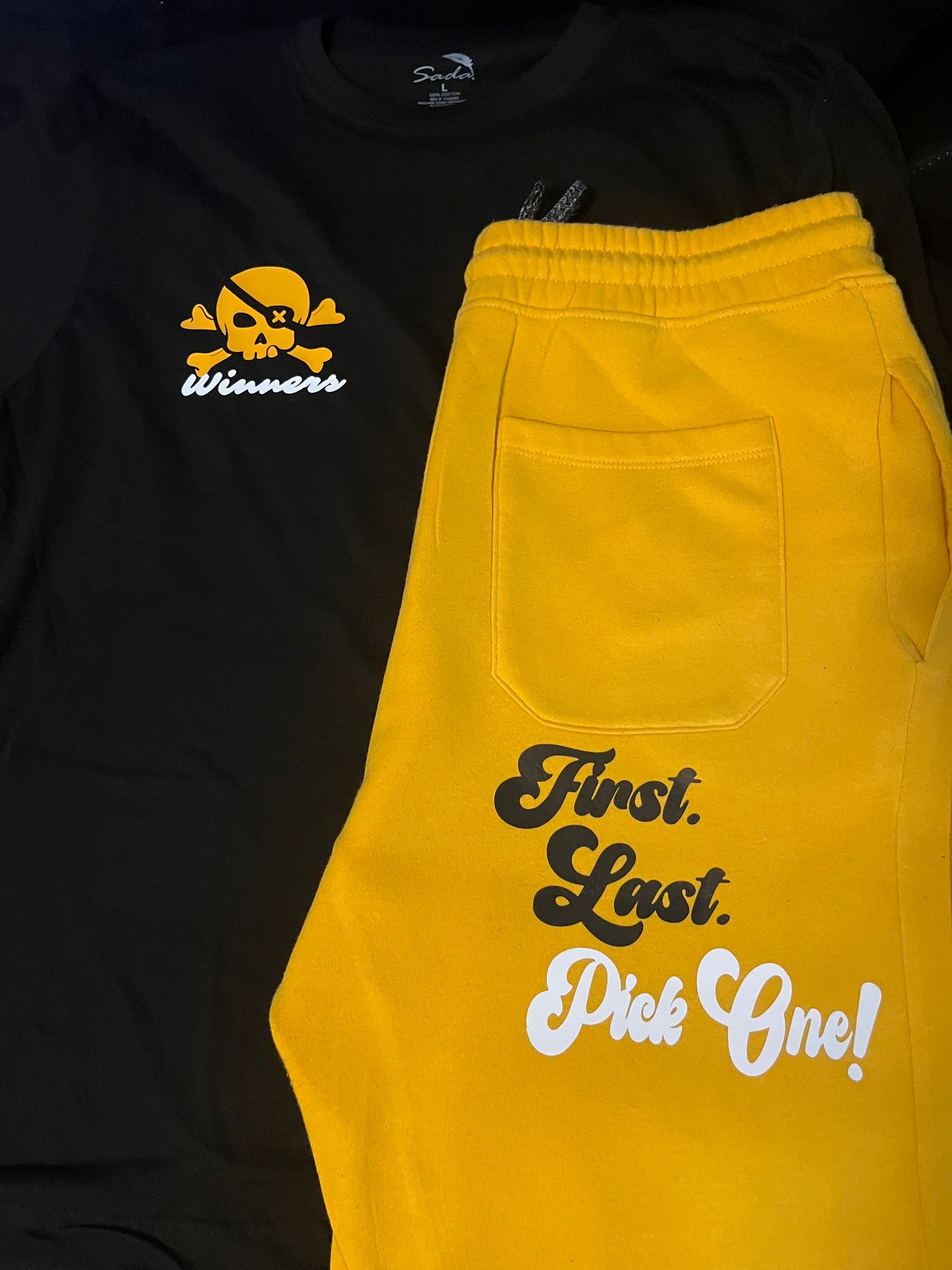 Blk/Yellow & White “Life is a gamble” Short set