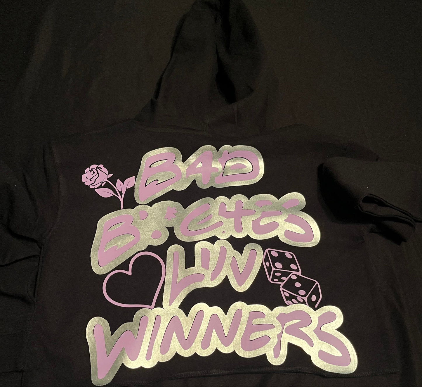 Blk/Silver & Lavender Crop Top “BBLW” Hoodie