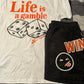 White & Blk/ Orange“Life is a gamble” short set